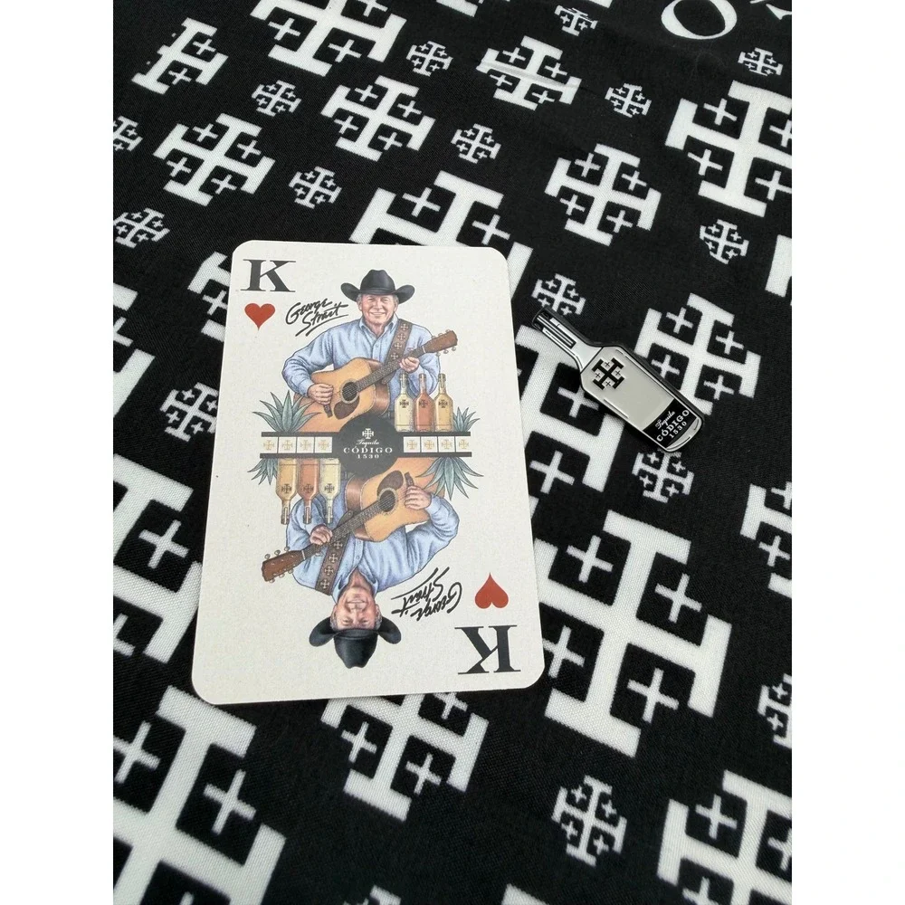 Codigo 1530 Tequila Bandana Black White Cross Logo George Strait Card & Pin Set